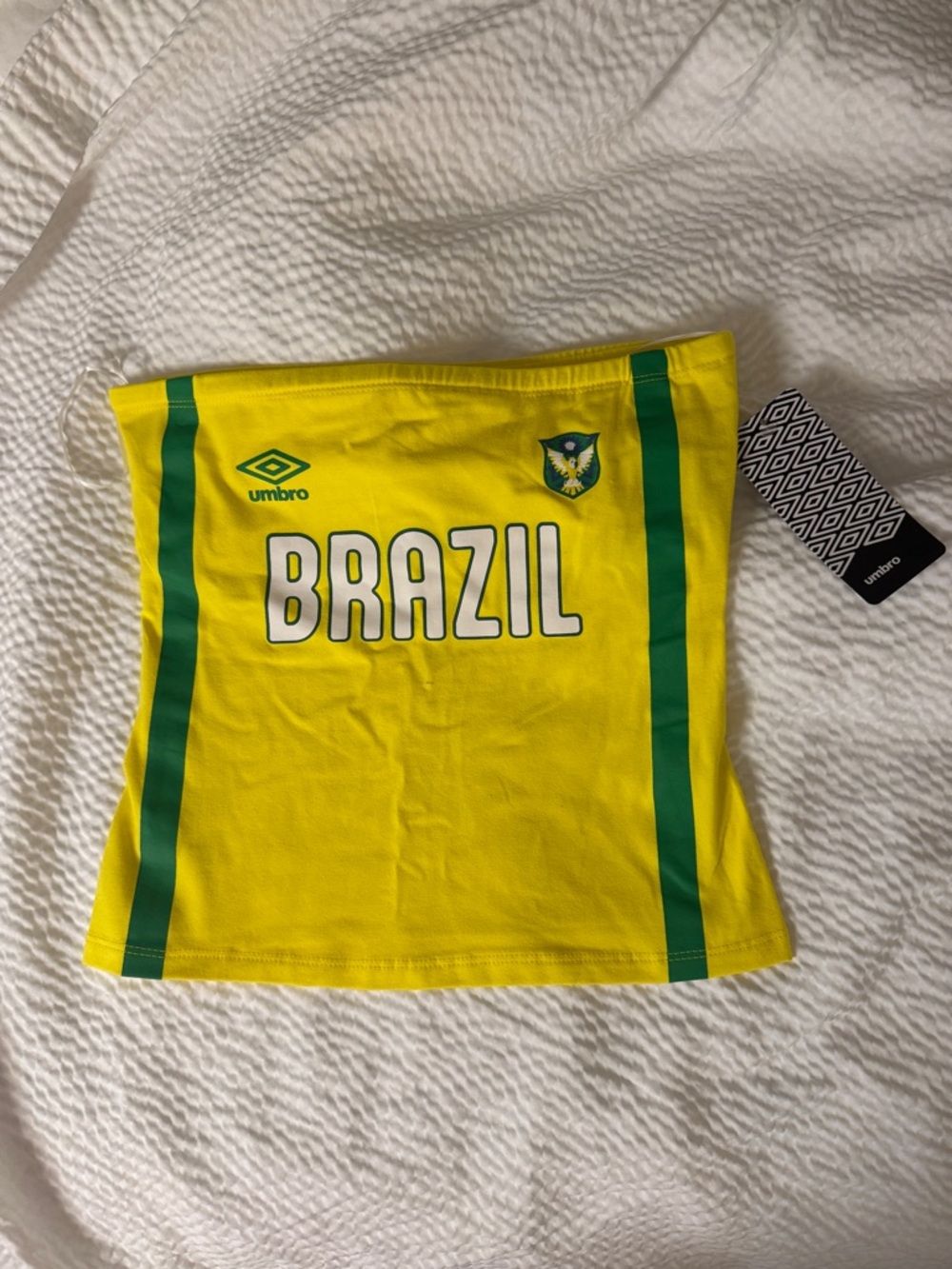 NWT Umbro Yellow and Green Brazil Strapless Tube Top